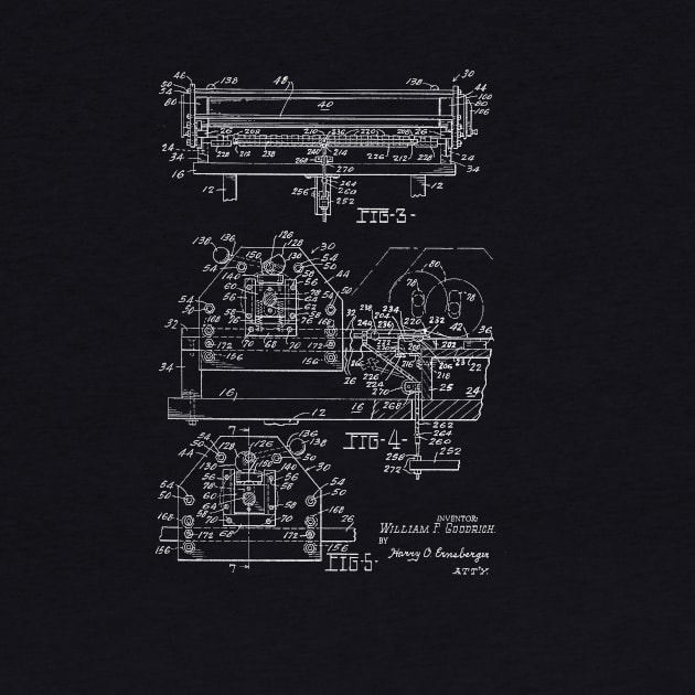 Card Printing Machine Vintage Patent Hand Drawing by TheYoungDesigns